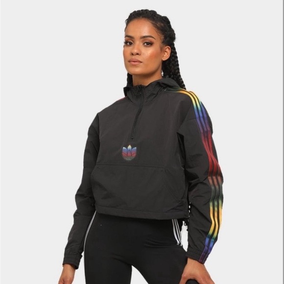 Adidas Originals Cropped Adicolor Half-Zip Crop Hoodie Size XS - Picture 2 of 7